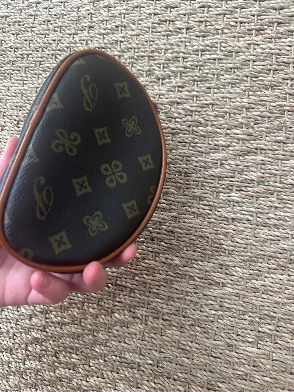 Designer-Style Brown Monogram Coin Pouch